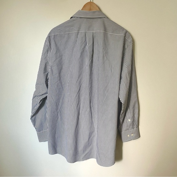 Lauren Ralph Lauren Grey and White Pinstripe Button Down Shirt Size XL - Picture 2 of 7